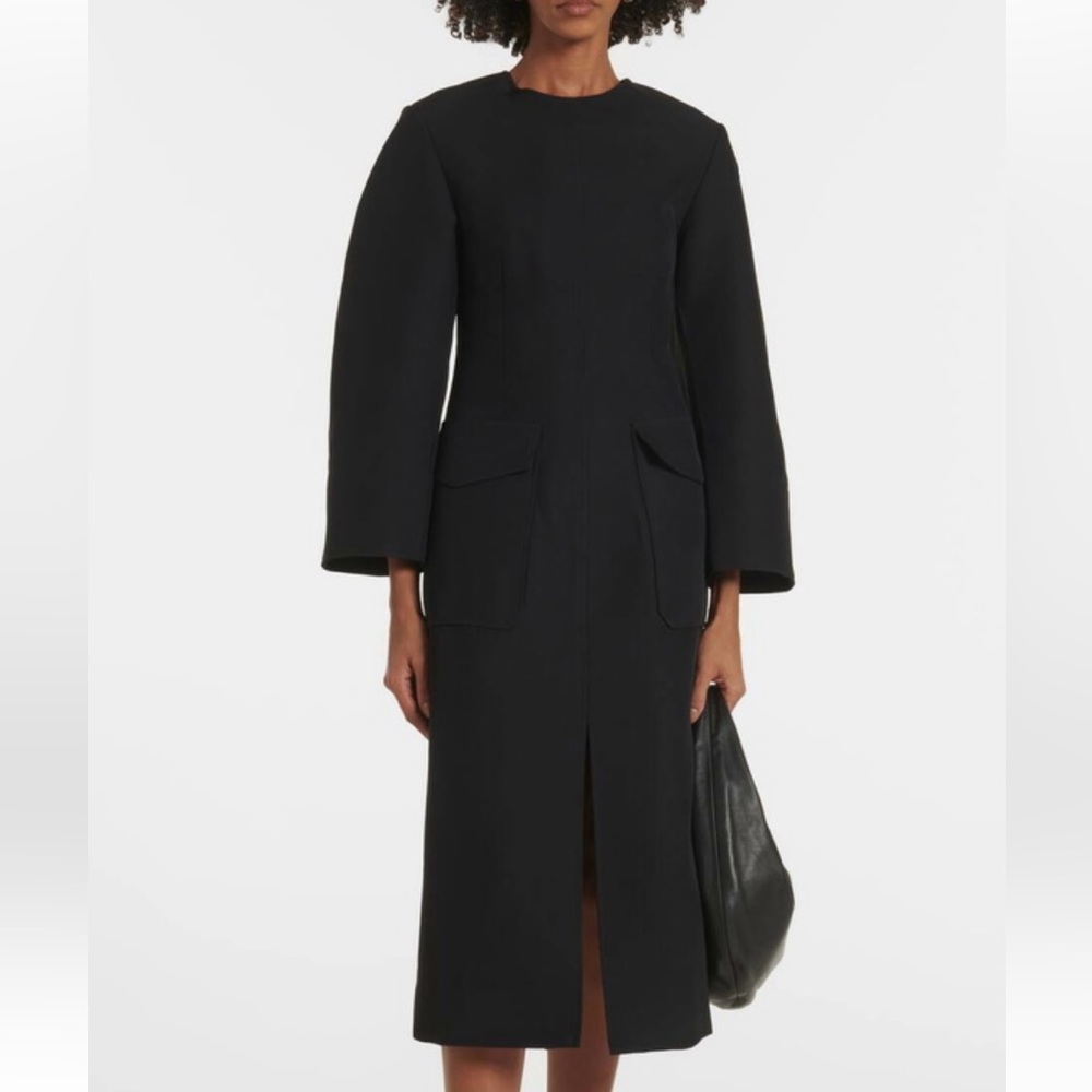 CO Black Wool Blend Midi Dress with Pockets, slit, Sculptural BNWT $1,025 - Picture 8 of 15